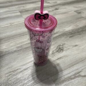 Sanrio Hello Kitty Pink Clear Tumbler with Straw